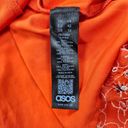 ASOS  Design Womens 10 Orange Ruched Maxi Dress Floral Embroidery Puff Sleeves Photo 5