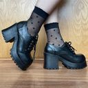 Soda Vintage Y2K Black Faux Leather Chunky Platform Lace Up Heeled Oxford Shoes Photo 1