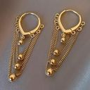 18K Gold Plated Metal Ball Tassel Chain Dangle Drop Earrings for Women Photo 1