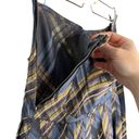 São Paulo Midnight Blue Metallic Satin Plaid Pleated Circle Skirt Size M Photo 7