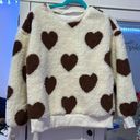 brown and cream heart sweater Size M Photo 0