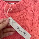 She & Sky  Cable Knit High Neck Sweater Vest Size Large Peach Chunky New Photo 2