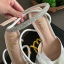 Lulus Lelanee White Satin Rhinestone Bow Ankle Strap Pumps Photo 10