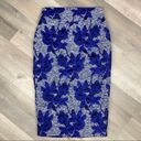 New York & Co. Gabrielle Union Pencil Skirt Floral Jacquard Blue 4 Full Zip Back Photo 8