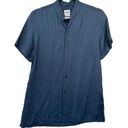 ZARA  Women's Navy Blue Short Sleeve Button Up Shirt Small Business Travel Work Photo 0