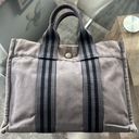 Hermès HERMES Paris Small Denim Tote Bag, Grey Photo 0