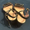 Kate Spade  ♠️ BLACK STRAPPY LEATHER PLATFORM WEDGE SANDAL WITH BOW 8M Photo 10