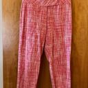 Talbots  Linen Cotton Blend Tapered Capri Pants Red White Petite Size 10 P 10P Photo 9