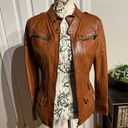 Vera Pelle Lory  ITALIAN BEAUTIFUL GENUINE LEATHER  BELTED JACKET , MADE WITH SOFT LAMBSKIN ! COLOR : BROWN DISTRESSED motorcycle Sz 42 Cognac Solofra Italy Photo 7