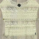 Blanc du Nil Sheer White Crochet Lace Sleeveless Top Swim Cover Up Fringe Size M Size M Photo 4