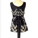 Yoana Baraschi Baraschi Sleeveless Silk Flowered Pleated Black Tie Top Size Small Photo 1