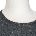 Oleg Cassini Vintage Black Tie  Bodysuit Black Silk Abstract Beaded Short Sleeve Photo 1