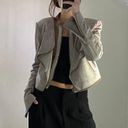 BCBGMAXAZRIA Sloan Faux Suede Cropped Moto Jacket in Moss Photo 4