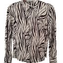 Equipment  Zebra Print Button Down Silk Shirt In Brown And Cream Medium Photo 7