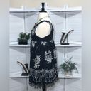 The Moon Pineapple hippie boho white navy blue floral fringes lightweight dress L Photo 6