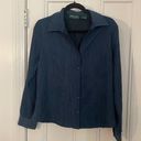 Lemon Grass Studio  Vintage Teal Suede Textured Button Down Sz L Photo 0