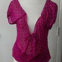 belle du jour  Sheer Tie Front Blouse Pink/Black Size S Photo 0