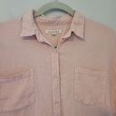 Harper  Peach Open Back Short Sleeve Linen Blend Button-Up Photo 1