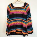 Umgee  Women's Multicolor Square Neck Crochet Knitted Pullover Sweater Large NWT Photo 1