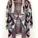 Debut Women's Aztec Southwestern Knit Cardigan Sweater size S/M Open Front Waterfall Photo 0