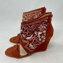 Anthropologie  Plomo Paula Embroidered Wedge Sandals Rust Size 37 / US 6.5 Photo 4