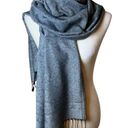 Retro Floral Pashmina Wool Fringe Drape Scarf Shawl Cozy Dark Moody Layering OS Gray Photo 0