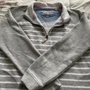 Orvis Striped Gray 1/4 Zip Logo Pockets Pullover Sweatshirt, size M Photo 11