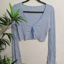 Cotton On front tie rib tie sweater/cardigan baby blue coquette core Photo 0