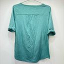 Chico's Chico’s The Ultimate Tee Teal Green Slub Button V neck Short Sleeve Top Sz 1/M Photo 5