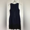 Rebecca Taylor   Navy Blue Sleeveless Fit & Flare W/ Black Lace Around The Bottom Photo 2