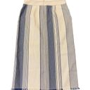 Lafayette 148  Adelina Striped Pencil Skirt Fringe Hem Midi Cotton Blend Size 4 Photo 3