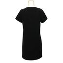 Everly Black Lace Front Short Sleeve Shift Dress Photo 2