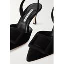 Manolo Blahnik  Maysli 70 Buckled Suede Slingback Pumps in Black Photo 4