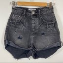 One Teaspoon One X  High Waisted Bandit Black Distressed Relaxed Button Fly Shorts Photo 1