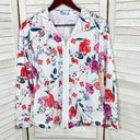 St. John’s Bay  Active Floral Full Zip Athletic Jacket White Pink Petite Small Photo 9