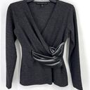 White House | Black Market  Velvety Wrap Waist Sweater Size XXS Charcoal Gray Photo 0
