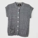 Vintage Blue  Grey Knit Short Sleeve Button Up Sweater Photo 1