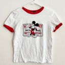 ZARA x Disney RARE Mickey Mouse Graphic White & Red Ringer Shirt Top Size Small Photo 6