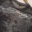 Ed Hardy NWOT  Dragon Cropped Baby T-Shirt Women's Black Mesh Size 3X Photo 4