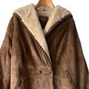 EXPRESS Vintage  Suede Leather Parka Jacket Hooded Faux Fur Lining Oversized OS Photo 1