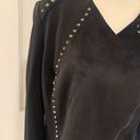 Cache  | suede black embellished asymmetrical zip blazer size large Photo 4