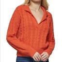 DKNY  Jeans Cable Sweater Knit V-Neck Long-Sleeve XLARGE Orange Tangerine Photo 0