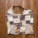 Y2K Halter Neck Bandana Patchwork Top Zip Open Front Sz XL White Photo 2