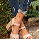 Soda Nude Faux Leather Platform Chunky Heel Sandal  Photo 0