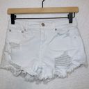 American Eagle AE White Wash Denim Super Stretch X Hi Rise Festival Shorts Photo 0