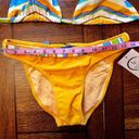 NWT Y2K Buzois Orange White Blue Stripe Halter Top Bikini Set Size Large Photo 10