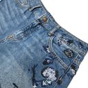 ZARA  basics beaded embroidered denim jean shorts with a raw hem size 6. Photo 1