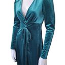 Bebop NWT  Long Sleeve Velvet Lace Up Hunter Green Fit & Flare Dress (S) Photo 3