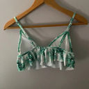 None Tropical Print White & Green Bikini Top size Small Photo 2