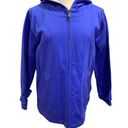 Denim & Co Medium  Women's Blue Canvas Hooded Full Zip Jacket Photo 0